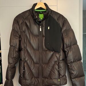Hugo Boss Brown Quilted Puffer Jacket with Black Chest Panel